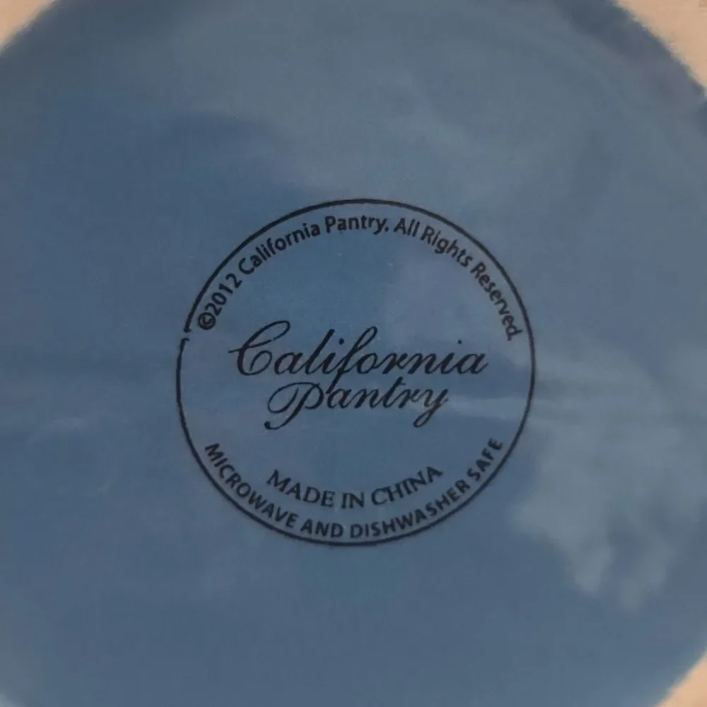 Set Of 2 California Pantry Dk Blue Crock Bowls